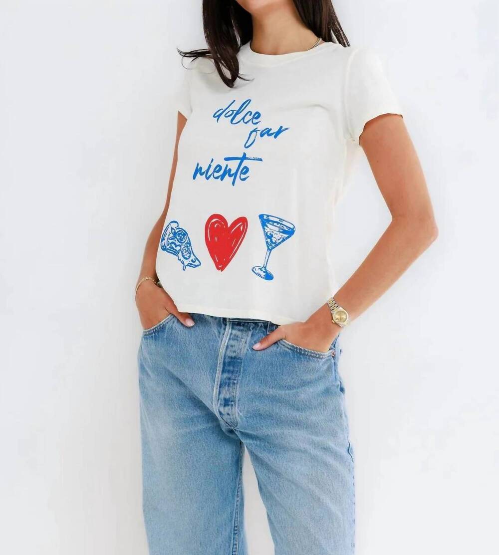 NEW SUNNY SOMEWHERE dolce far niente femme crew top in off white